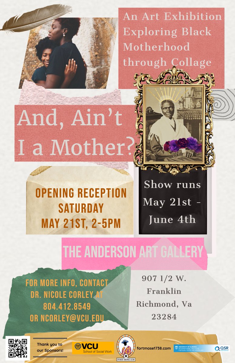 VCU Social Work (@vcusocialwork) on Twitter photo Join #VCUSSW Assistant Professor Nicole Corley, Ph.D., for the opening reception of And, Ain't I a Mother? An Art Exhibition Exploring Black Motherhood Through Collage at @VCUarts' The Anderson gallery. Show runs till June 4. ncorley@vcu.edu, (804) 412-8549. 1/2 🧵 Join #VCUSSW Assistant Professor Nicole Corley, Ph.D., for the opening reception of And, Ain't I a Mother? An Art Exhibition Exploring Black Motherhood Through Collage at @VCUarts' The Anderson gallery. Show runs till June 4. ncorley@vcu.edu, (804) 412-8549. 1/2 🧵