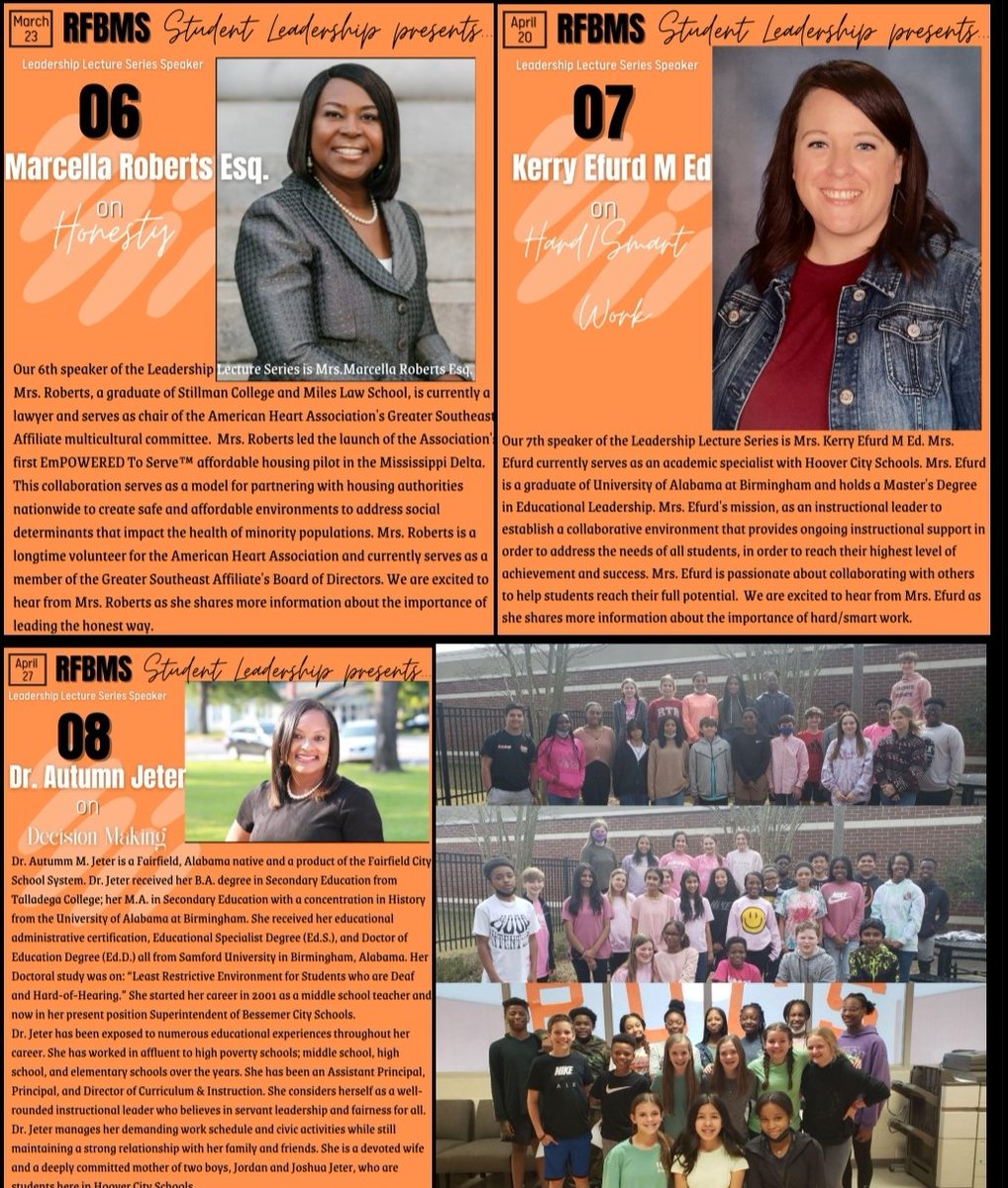 StayUpWithJones's tweet photo. Great things happen @RFBumpus! The 21-22 Leadership Lecture Series was a huge success. We want to thank our speakers for dedicating their time and sharing valuable information with our student leaders. This was an experience they won't forget. https://t.co/mWQQO8VYLQ