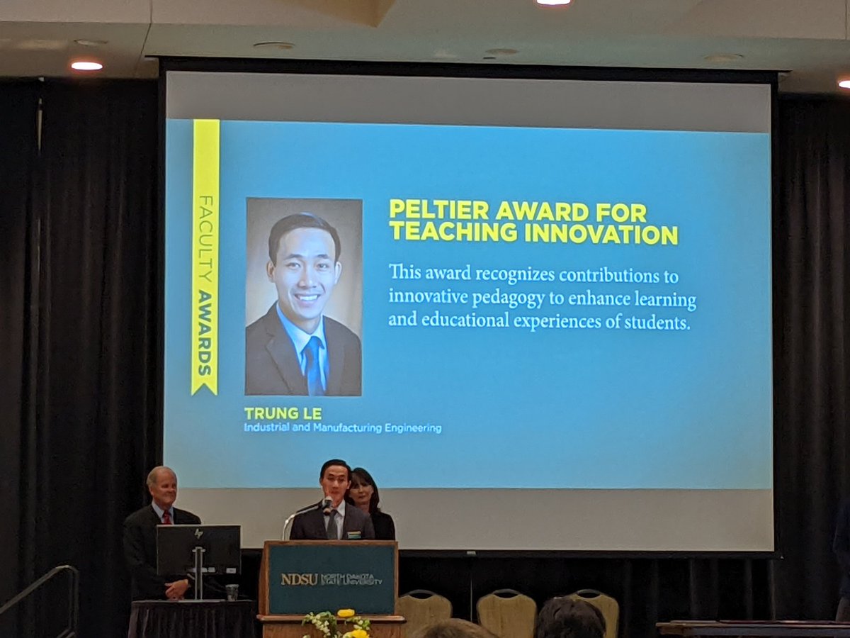 MikeKesslerPhD's tweet image. Hats off to professor Trung (Tim) Le for winning the NDSU Peltier Award for Teaching Innovation. #GoBisonEngineering