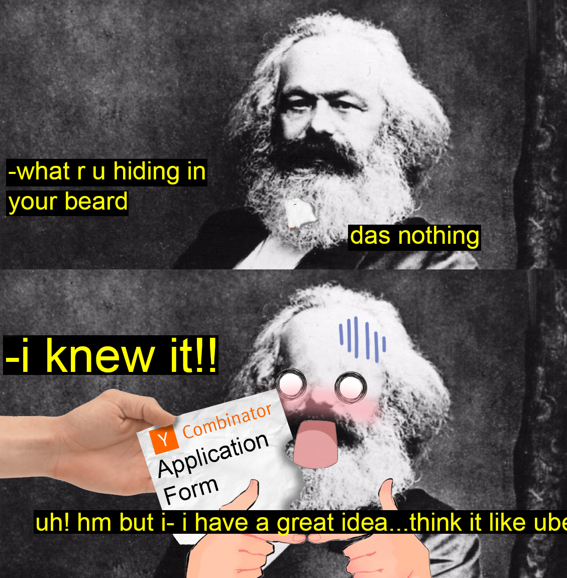 cannotusebe's tweet image. would you invest in karl marx' startup @paulg ?