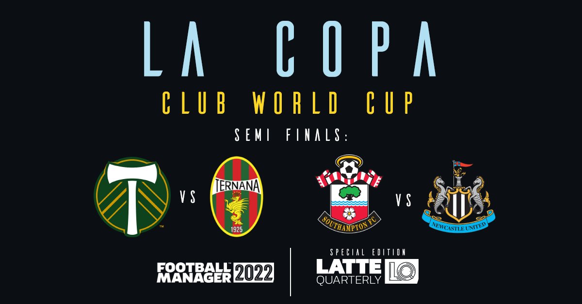 LaCopaLQ's tweet photo. La Copa: Club World Cup ๐
๐ฎ๐๐๐พ ๐น๐พ๐๐ถ๐ 1
๐บ๐ธ Portland Timbers (@FMEadster) Vs ๐ฎ๐น Ternana Calcio (@youthintake)
๐ฎ๐๐๐พ ๐น๐พ๐๐ถ๐ 2
๐ด๓ ง๓ ข๓ ฅ๓ ฎ๓ ง๓ ฟ Southampton FC (@FM_Samo) Vs ๐ด๓ ง๓ ข๓ ฅ๓ ฎ๓ ง๓ ฟ Newcastle Utd (@MaddFM_)
(Single legged ties, extra time + pens if score is tied) https://t.co/rZOjPPj5An