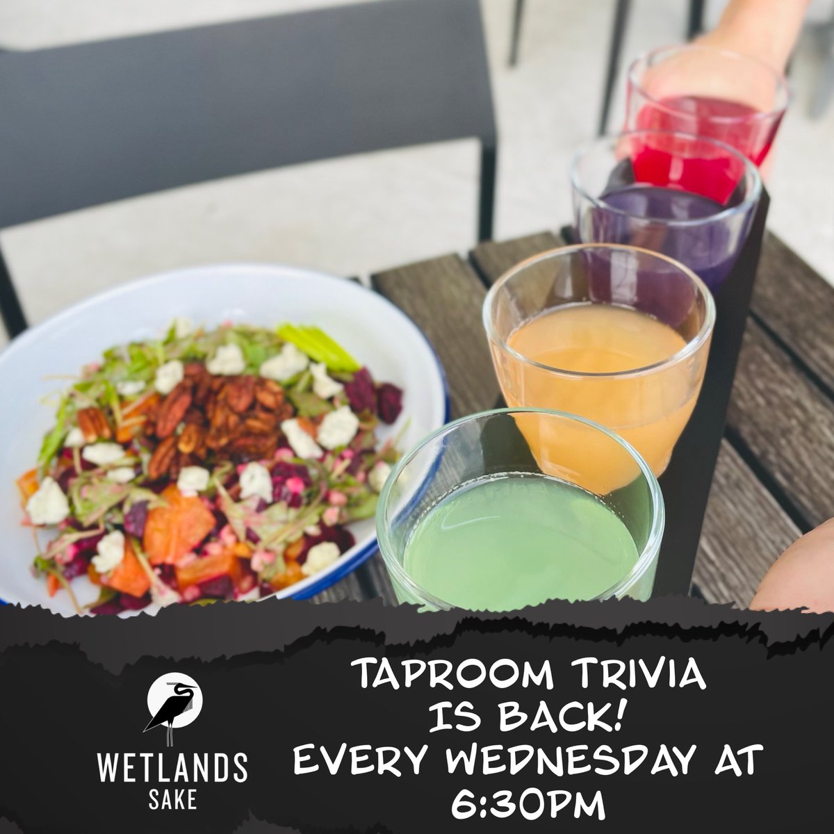 Fire up that trivia group text cause taproom trivia is BACK tomorrow! Every Wednesday at 6:30pm. Winning teams get gift certificates to the taproom which translates to FREE SAKE! See y’all tomorrow!
