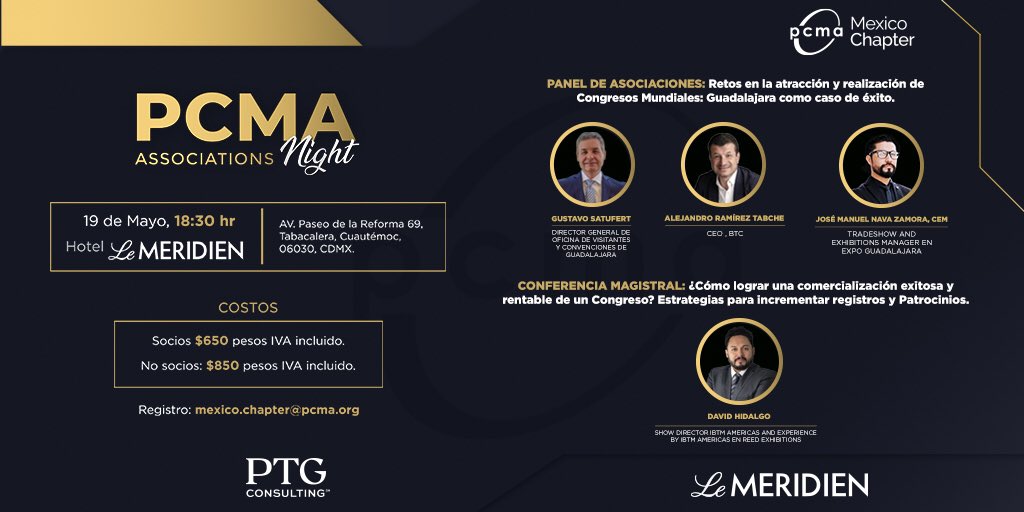 PCMA_MexChapter's tweet photo. Te invitamos a 𝑷𝑪𝑴𝑨 𝑨𝒔𝒔𝒐𝒄𝒊𝒂𝒕𝒊𝒐𝒏𝒔 𝑵𝒊𝒈𝒉𝒕, un punto de encuentro con tomadores de decisión de organismos asociativos organizadores de congresos y miembros de la cadena de valor de la #IndustriadeReuniones

¡No te lo quieres perder!

#PCMALatam #PCMAMexicoChapter https://t.co/QwuyFsjcRZ