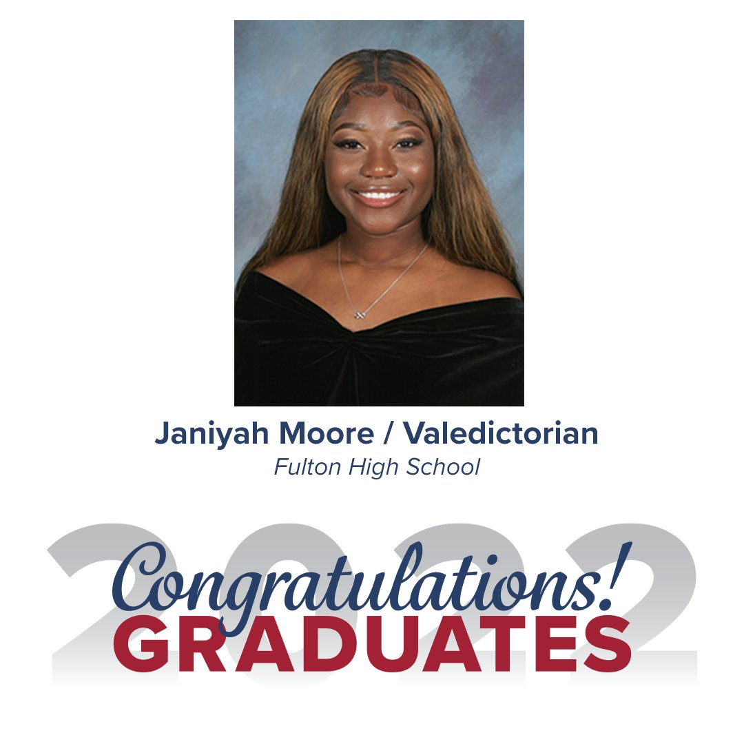 KnoxSchools's tweet photo. Congratulations to @FultonHigh valedictorian Janiyah Moore and salutatorian Jahneulie Weste! https://t.co/JtuKG1cVuB
