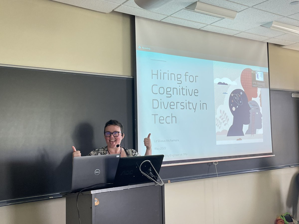 caROL_yOp's tweet image. Hiring for cognitive diversity in tech with Lē McNamara. Lē is ready to rock! #AccessU
