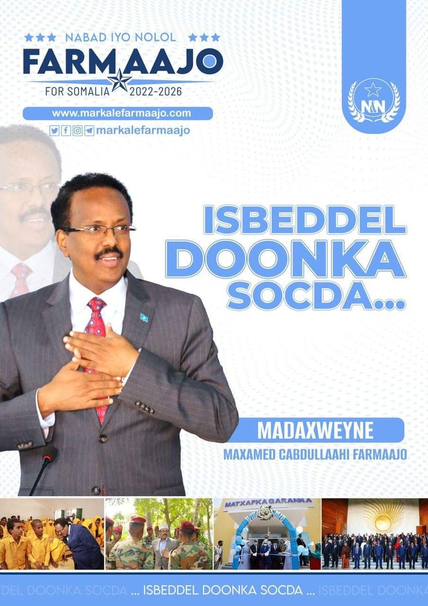 RashkaBaari's tweet photo. @SenatorMajiino Xildhiban maadama aa nagu matasho kursiga ku fadhiso ee xildhibanimo waku mahadsantahy inaa codkaga noo hibeyso oo qofka shacabka rabaan codkaaga siineysid fadlan si sharafleh codkaga nogu sii maxamad c.laahi farmaajo oo noo rumee isbadaldonka socda shacabku asaga ayey rabaan. https://t.co/qhOxh8XzQ0