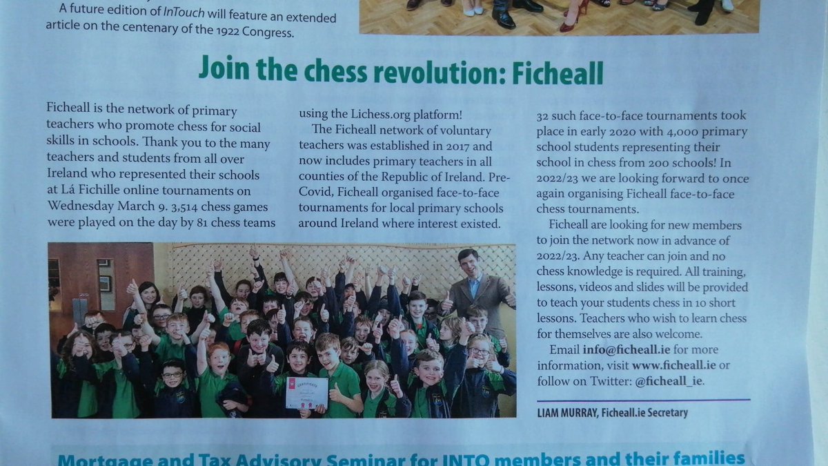 Ficheall_ie's tweet photo. Thanks to @INTOnews for featuring our article in the recent InTouch magazine (page 23).

If you want to join the Chess for Social Skills revolution in your school get in touch now!

Summer courses coming up this July &amp; August - 3 EPV days. Course venues:
https://t.co/CkZYUjTsCt https://t.co/HOgJU7btM6