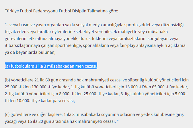 Uğurcan Çakır, Kayserispor hezimeti sonrası disiplin talimatlarına aykırı açıklamalarda bulunmuştur.

Gereken ceza verilmelidir. <a href="/TFF_Org/">TFF</a>
