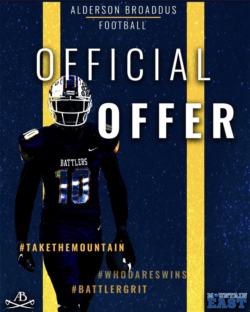 CavanCooper's tweet photo. I am blessed to receive my first offer from @ABFootball! Thank you for this opportunity @CoachEverhart! Go Battlers! ⚔️🔵🟡                                          @PVBearcatsFball                                         @apPrep https://t.co/IKapiepAzN