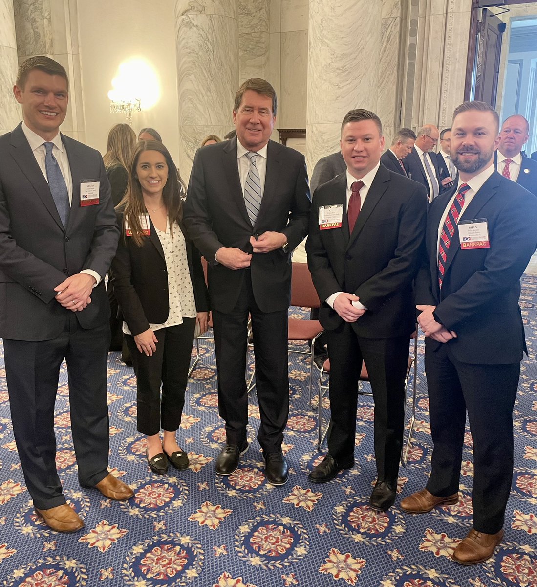 TNBankers's tweet photo. Some #TBAYoungBankers had the opportunity to chat with @BillHagertyTN. Always like when Young Bankers make the trip to D.C. to advocate for our industry. #TBAWashington https://t.co/kja2iHzSNq