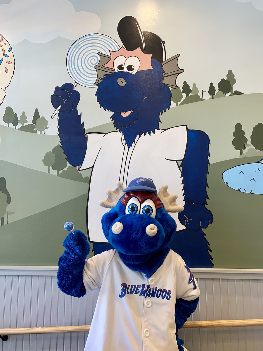 Kazoo can never resist a blue lollipop from Bubba’s when he walks by! We love our <a href="/BlueWahoosBBall/">Pensacola Blue Wahoos</a> family!

#BlueWahoos #DowntownPensacola #PensacolaFlorida