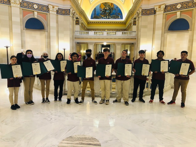 doveschoolsok's tweet photo. Congrats to the Math League Team of @dsahstulsa on being recognized by the @OKHouseofReps for their hard work and outstanding achievement this school year.  It's not everyday that your team is TOP 3 IN THE NATION! Thank you @TJForOklahoma for the coolest citations! https://t.co/Hmmx551jAJ