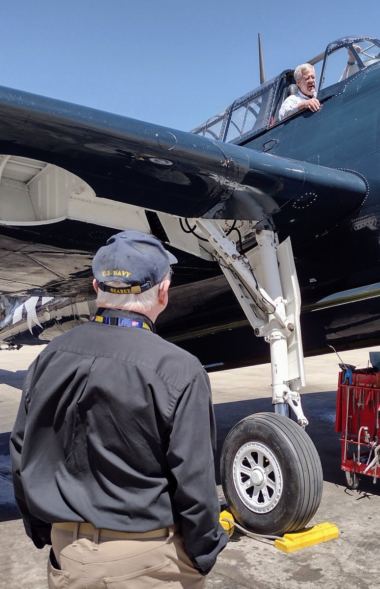 WWIIAviation's tweet photo. Docent John Lynch watches as Museum President and CEO Bill Klaers warms up one of our two TBM Avengers. Check out the Avengers when you come to the museum!
#WWII #AVGeek #Museum
Photo credit: Rich Tuttle https://t.co/DkLpBssZgi