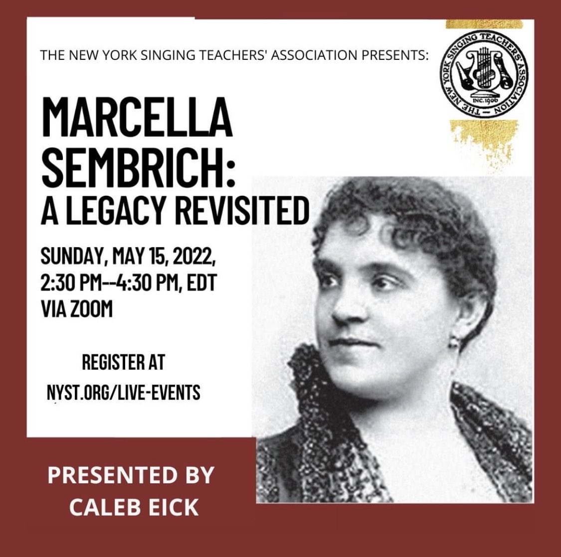 The_Sembrich's tweet photo. This Sunday (5/15), Director of Outreach Caleb Eick will be giving a presentation on the life, legacy, and influence of Mme. Sembrich as part of the New York Singing Teachers’ Association’s online lecture series! We would love to see you there!
#music #history #sembrich #nyc https://t.co/gZt5fveAUZ