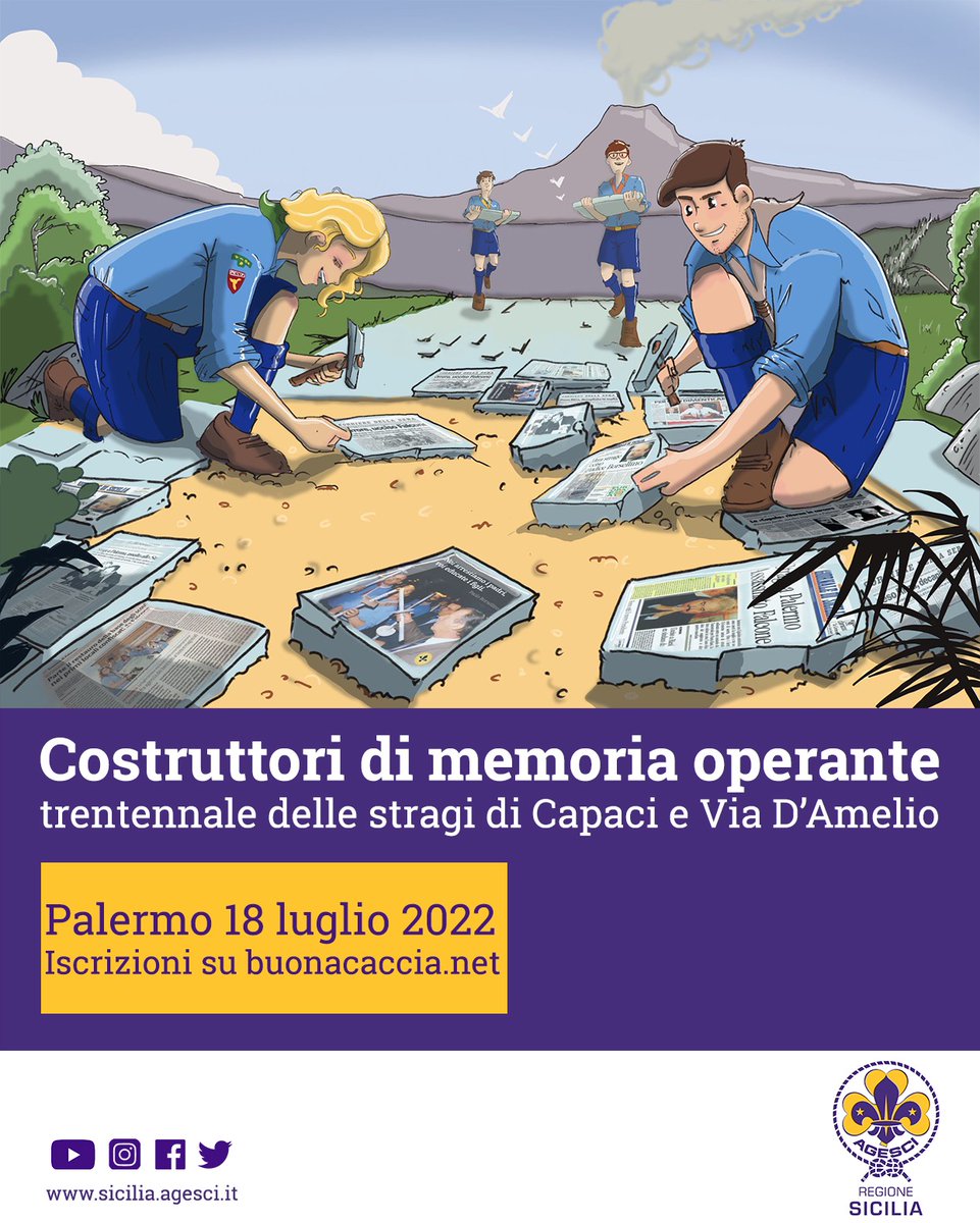 COSTRUTTORI DI MEMORIA OPERANTE 💡​

Sono aperte le iscrizioni su buonacaccia.net al seguente indirizzo: buonacaccia.net/event.aspx?e=1…

IL 18 LUGLIO COLORIAMO PALERMO DI AZZURRO
