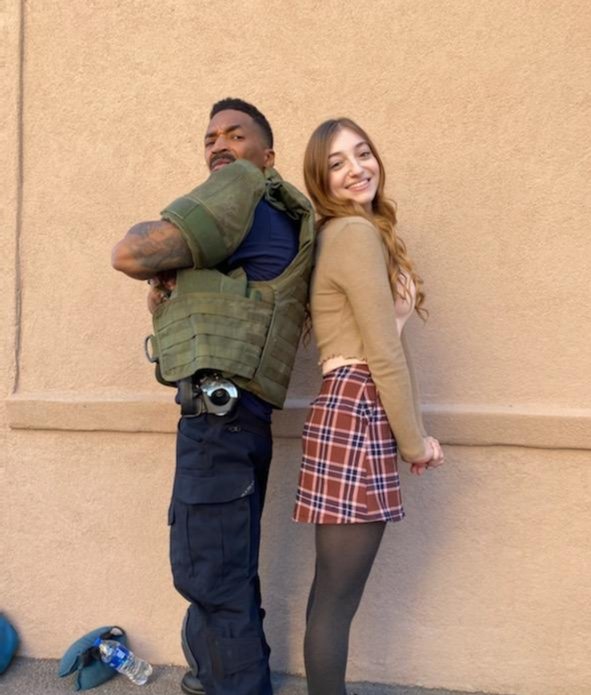 With <a href="/ESteeples/">Eddie Steeples</a> from the set of @JamesCullenB 's action feature, Hot Seat!