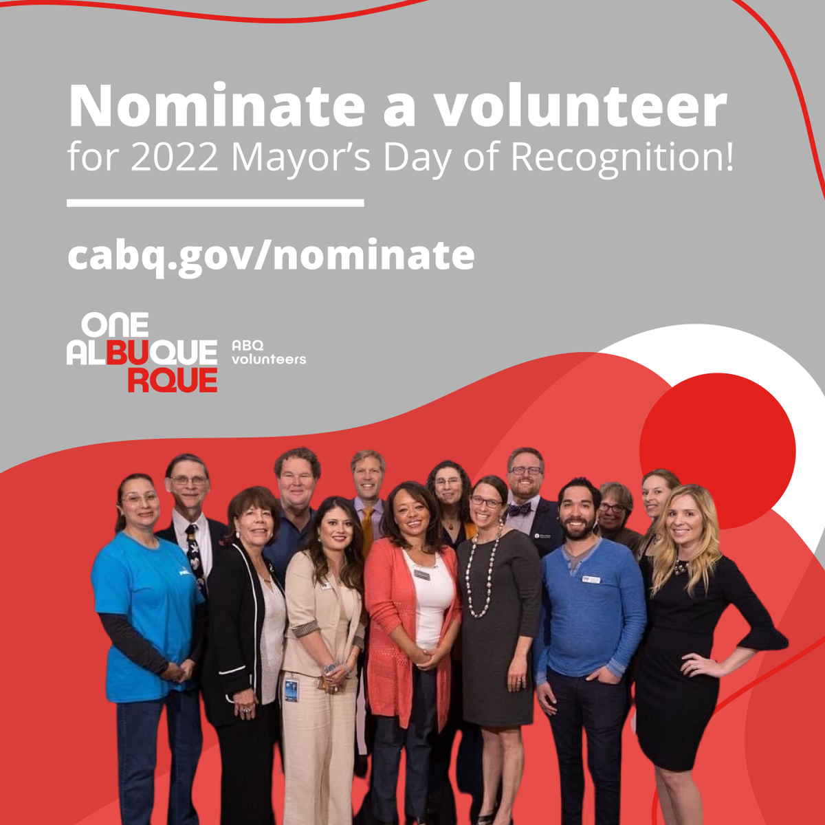 Do you know an exceptional volunteer who goes above &amp; beyond? Nominate them for the 2022 Volunteer of the Year Awards!  🙋
Save the date: The 2022 Mayor’s Day of Volunteer Recognition is June 23. Last day to nominate is May 13! cabq.gov/abq-volunteers…
#OneAlbuquerque