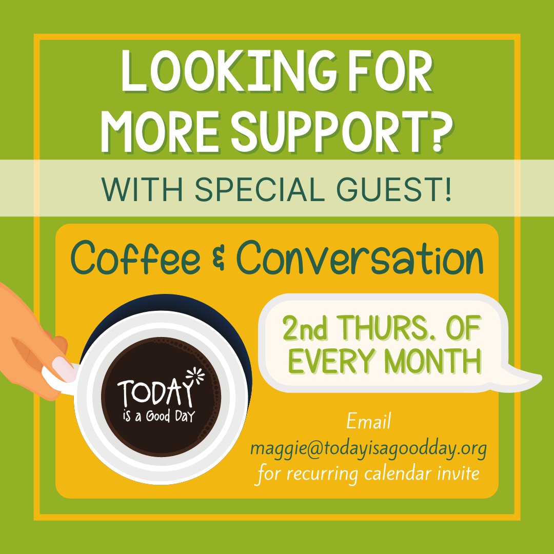This Thursday!!
Join us via ZOOM this Thursday 5/12 for Coffee & Conversation. All NICU families - past & present - are welcome! 
👉Email maggie@todayisagoodday.org for the recurring calendar invite with ZOOM info.

#coffeeandconvo #nicufamilies #nicusupport