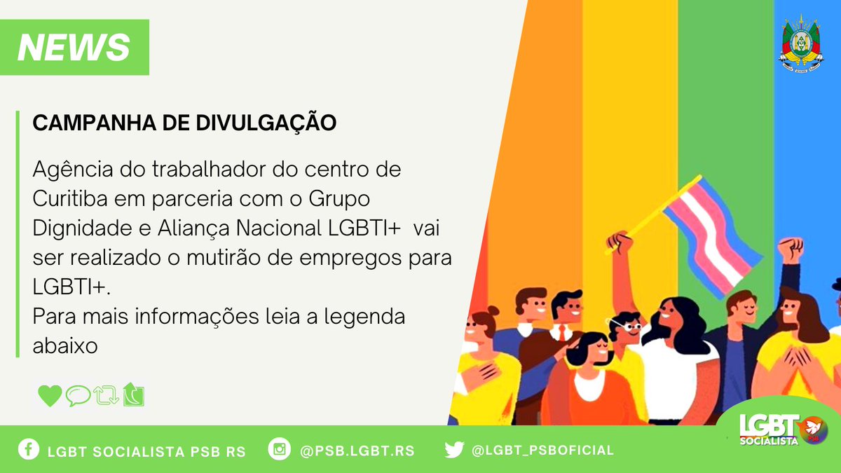 LGBT_PSBoficial's tweet photo. Campanha de Divulgação
No dia 17/05/2022 Dia Internacional de enfrentamento LGBTfobia, na agência do trabalhador do centro de Curitiba em parceria com o Grupo Dignidade e Aliança Nacional LGBTI+ vai ser realizado o mutirão de empregos para LGBTI+ #trabalho #lgbt #grupodignidade https://t.co/BxcxUj00bS