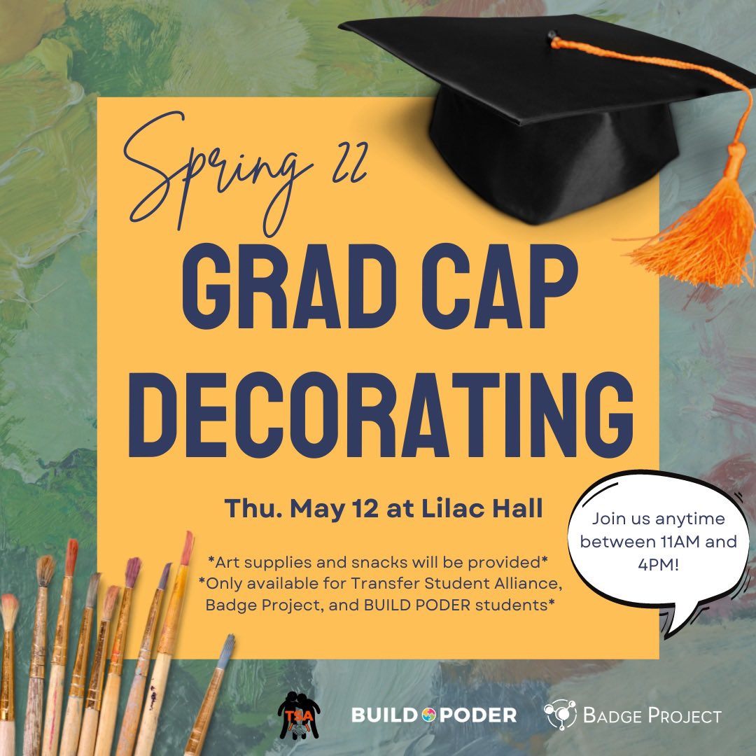 csunstartbadge's tweet photo. We added a new date for our Grad Cap Decorating! Join us this Thursday and decorate your cap with us! #capdecorating #graduation #seniors #joinus #matadors #transfer #students #badgeproject #HERECenter #STARTOffice https://t.co/Dmpk2AKWrq