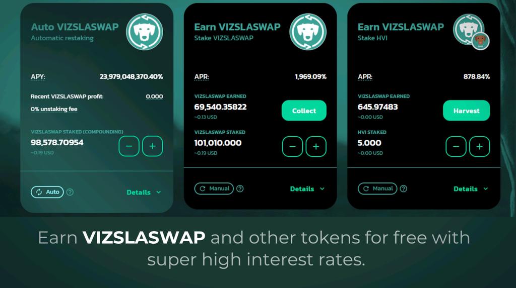 HunVizslainu's tweet photo. #VizslaSwap pool descriptions show the token you need to stake and the token you earn.

https://t.co/43mmM2uRFC

#HungarianVizslaInu #neckermann #nck #CryptoChip #BVC #BabyVizsla #swap #DeFi https://t.co/Sbm1f8o84U