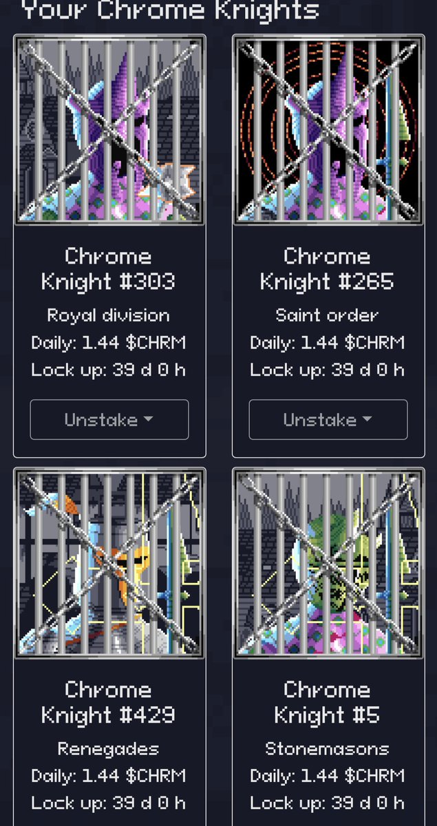 rereese1's tweet photo. @KnightsChrome Get your knights and stake one from each division to get a bonus up to 44%! https://t.co/kA72mcOwQL