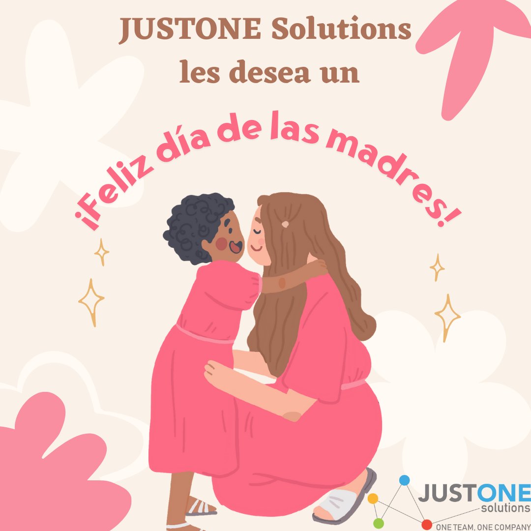 team_justone's tweet photo. Les deseamos un #FelizDiaDeLasMadres y hacemos un especial reconocimiento a todas las mamás que forman parte fundamental de #JUSTONESolutions. 
¡Gracias! https://t.co/TELuG4PjHn