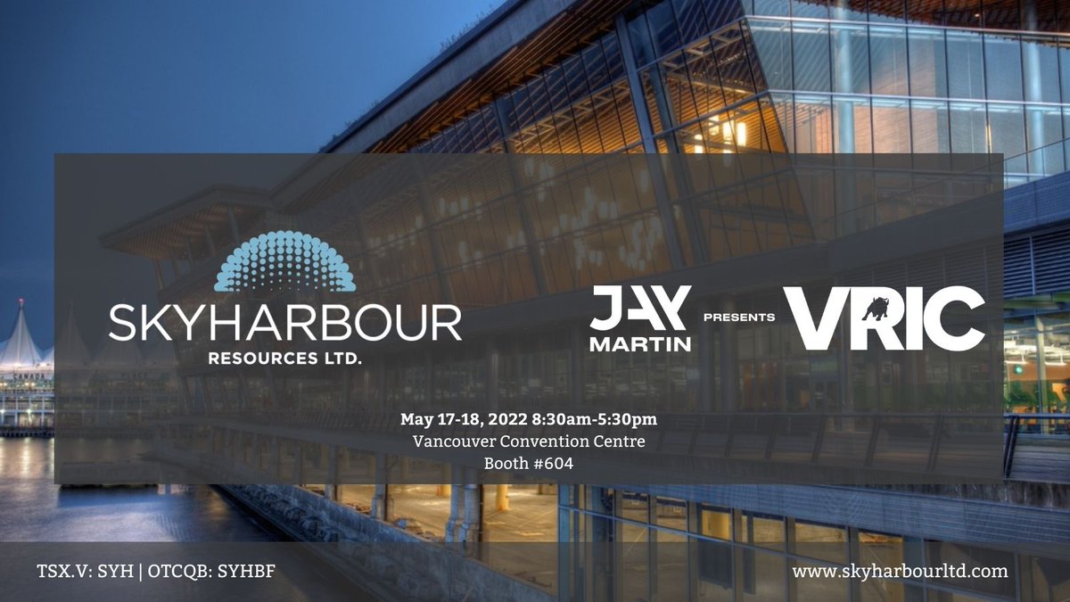 Skyharbour_SYH's tweet photo. Skyharbour Invites the Investment Community to the Vancouver Resource Investment Conference on May 17th &amp; 18th at @VanConventions ⚛️

Come visit the team at booth #604! 

#Uranium $SYH $SYHBF 

Read: https://t.co/NgIB7IiWiL https://t.co/otPS1WZs6g