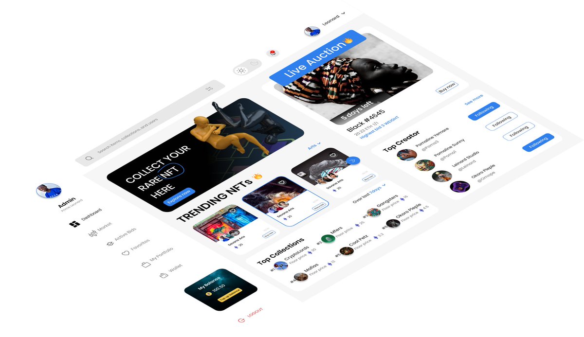 PrimeLeonard1's tweet photo. An NFTs dashboard,
onto the next one UI design day 13
#ui #design #nftartists #nft #buy #etheriumblockchain #cryptocurrency #DailyUI https://t.co/IDT1bh95tu