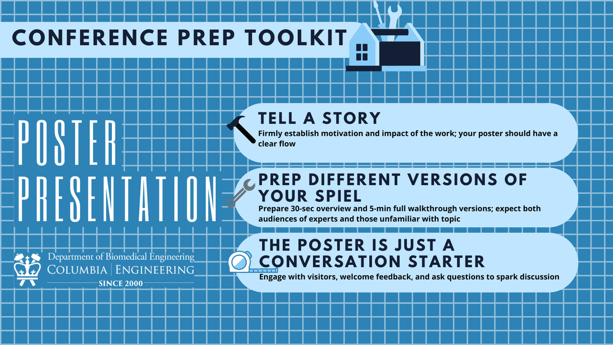 ColumbiaBME's tweet photo. Our own @ColumbiaBME PhD student Abigail Ayers @abigail_ayers_ in Prof. Sam Sia's lab @SiaBME attended the #NEBEC2022 conference and created some awesome conference prep toolkits 💡🔧 for our audience. Check them out! https://t.co/USz5eYQnhT