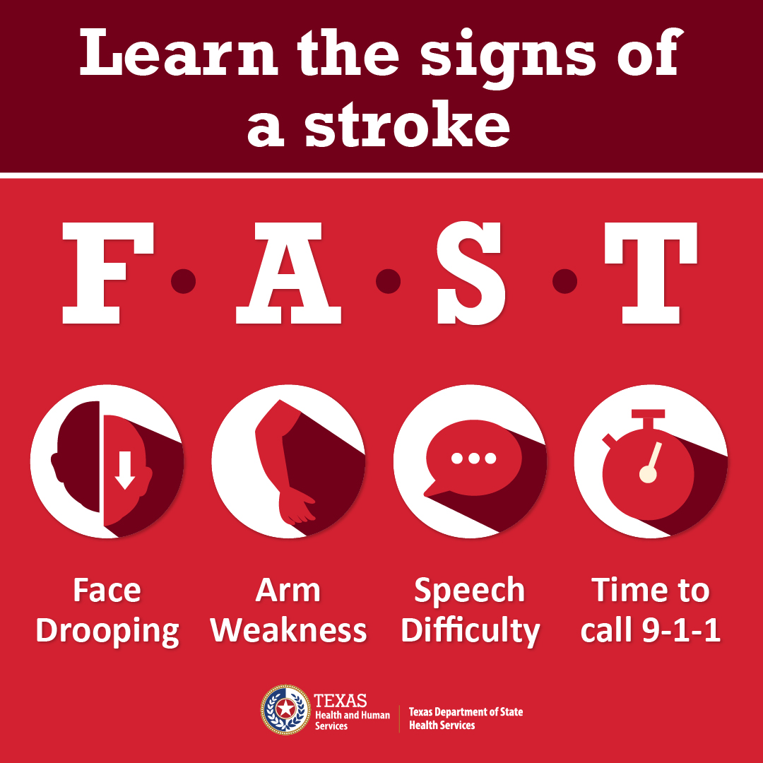 Texas DSHS on Twitter: "This #StrokeAwarenessMonth take small steps to lower your chances having a stroke. Be physically active for 30 minutes, 5 days a week 🍎Have a balanced diet