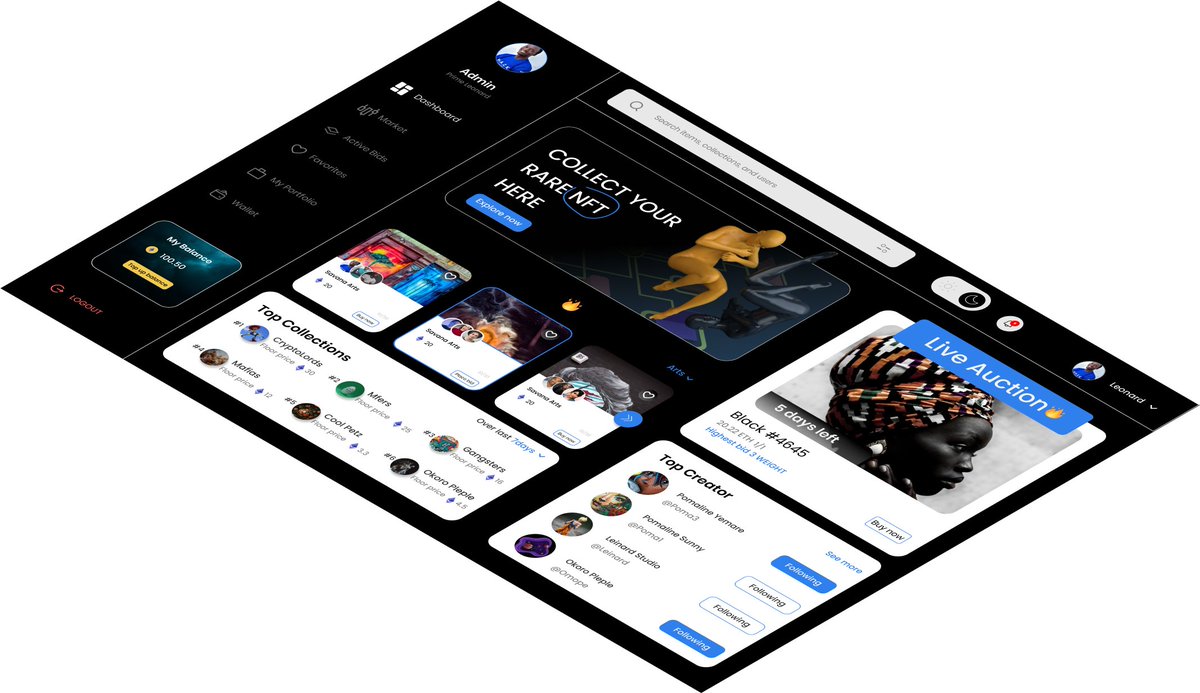 PrimeLeonard1's tweet photo. An NFTs dashboard,
onto the next one UI design day 13
#ui #design #nftartists #nft #buy #etheriumblockchain #cryptocurrency #DailyUI https://t.co/IDT1bh95tu