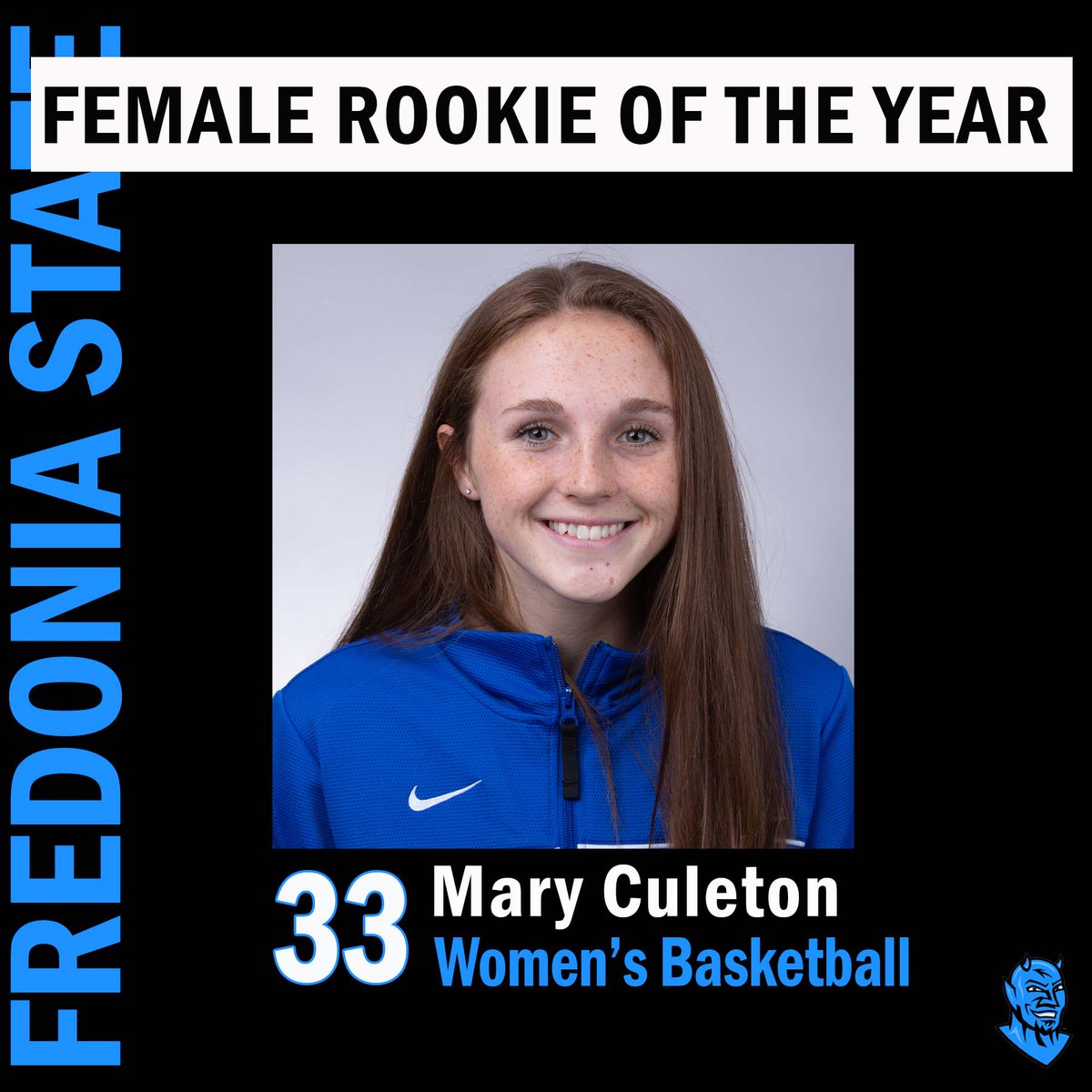 FredBlueDevils's tweet photo. The 20212-2022 Female Rookie of the Year was a tie between Haley Lerner, of @FredoniaXCTF, and Mary Culeton, of @FredoniaWHoops. Congratulations to both athletes for their outstanding performance during the year and making the Blue Devils' culture proud! https://t.co/vfSVJZGmzc