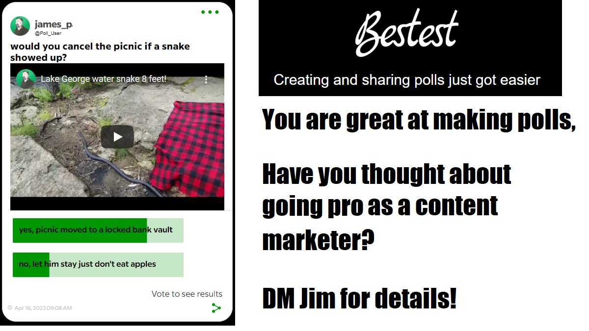 poll_user's tweet photo. @bestestpolls is looking for influencers with proven skills and creativity with experience in #twitterpoll specifically #influencers #contentmarketing #writing #WorkFromHomeJobs https://t.co/iJEzVXcUDH
