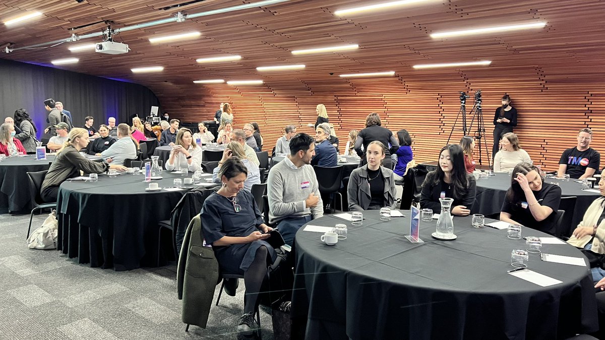 JustinFlitter's tweet photo. Full house in theatre plus online attendees for todays Tech Marketers Conference #tmg22 @nz_tmg https://t.co/NJ1J8nWdVq