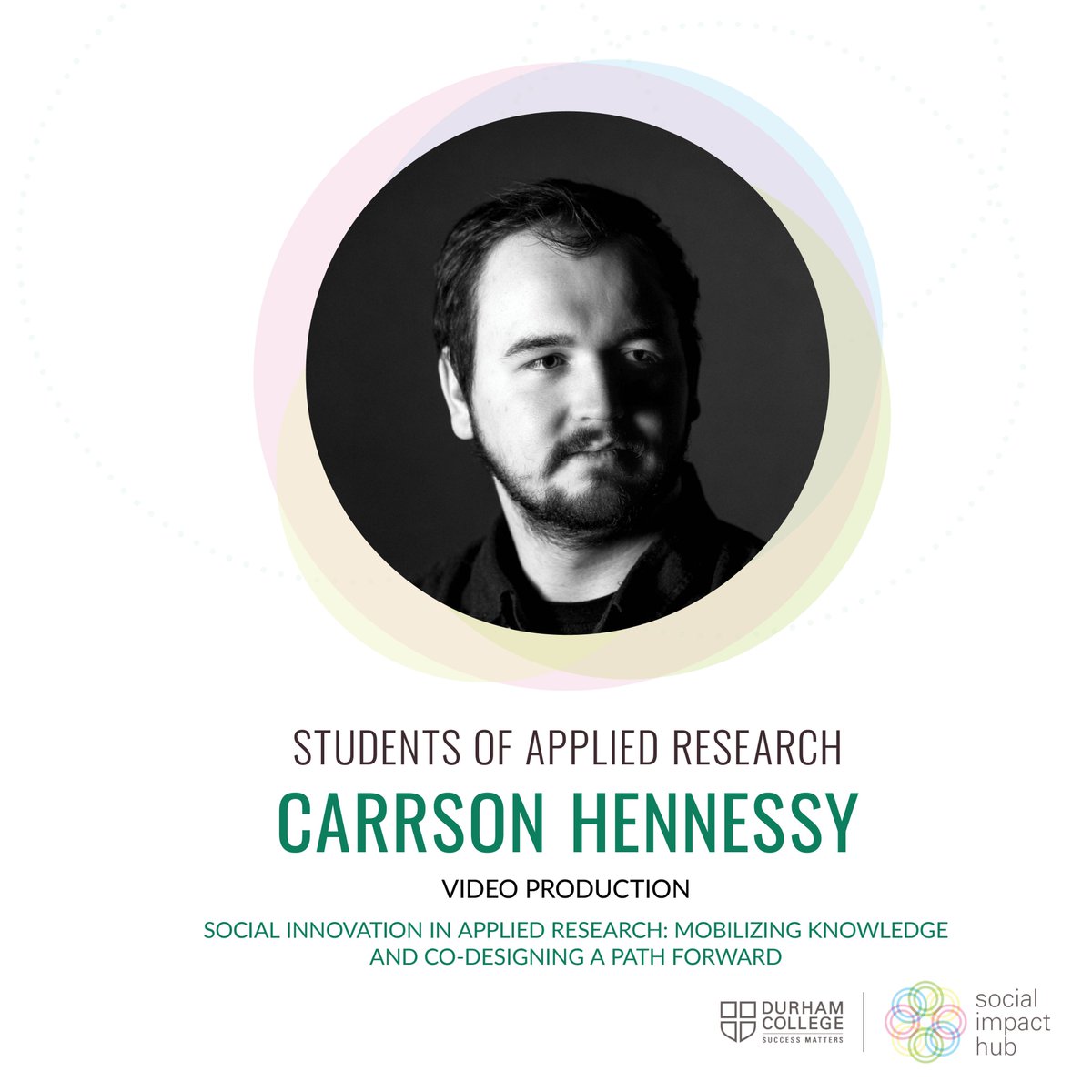 dc_socialimpact's tweet photo. Meet Carrson Hennessy, a #StudentofAppliedResearch working on the “Social innovation in applied research: Mobilizing knowledge and co-designing a path forward” project led by Nicole Doyle, Teresa Goff, Jennifer Bedford, and Lorraine Closs with funding from @sshrc_crsh (1/2) https://t.co/AttaKCLlzo