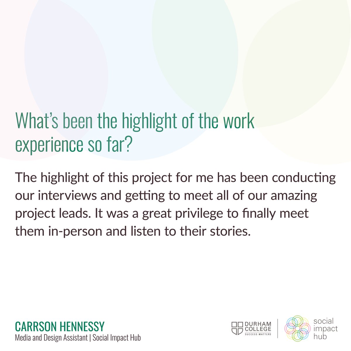 dc_socialimpact's tweet photo. Meet Carrson Hennessy, a #StudentofAppliedResearch working on the “Social innovation in applied research: Mobilizing knowledge and co-designing a path forward” project led by Nicole Doyle, Teresa Goff, Jennifer Bedford, and Lorraine Closs with funding from @sshrc_crsh (1/2) https://t.co/AttaKCLlzo