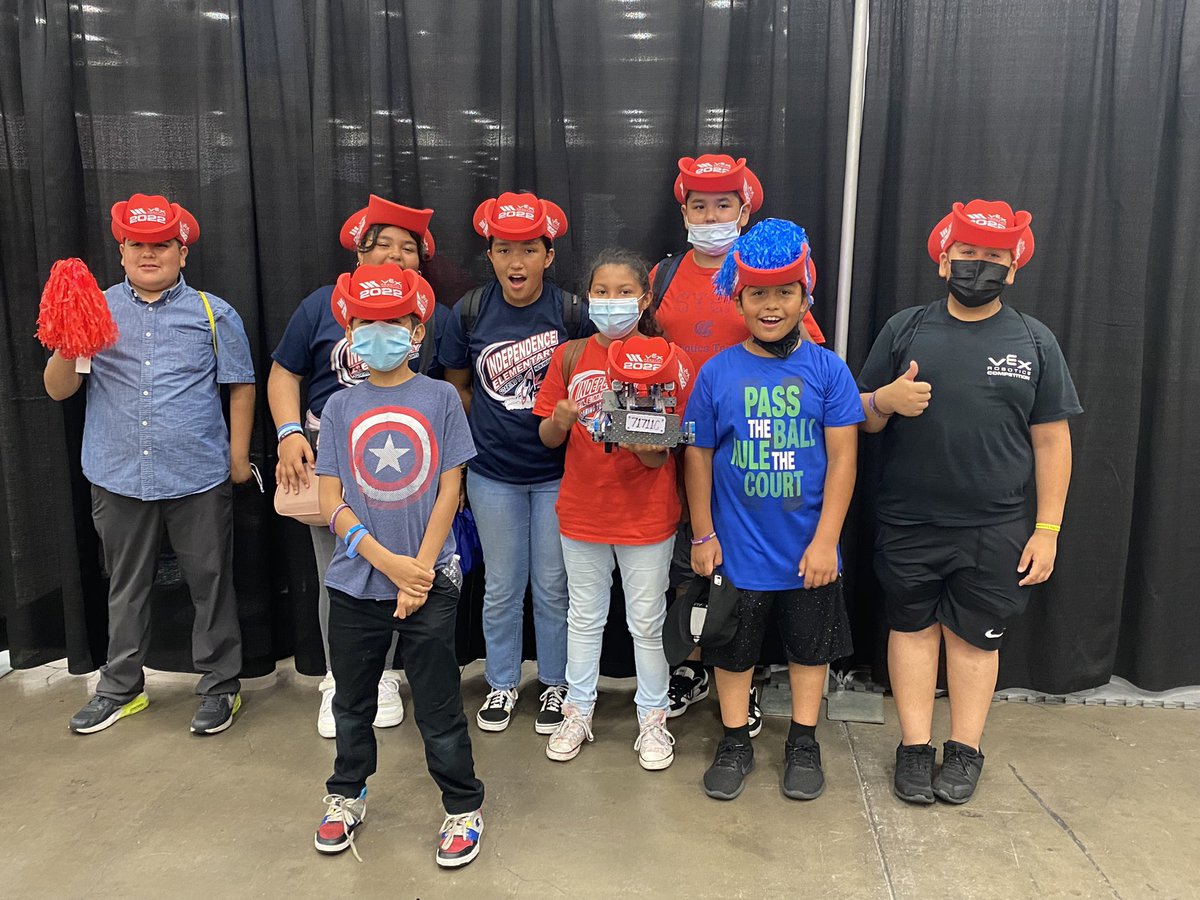 IndyESSTEM's tweet photo. Robots passed inspection and we have our yeehaw swag. Excited for tomorrow! @SouthGateCoS @lausdLDE @LASchools #LAUSDMagnets #vexworlds https://t.co/AlsJ6KNkOp