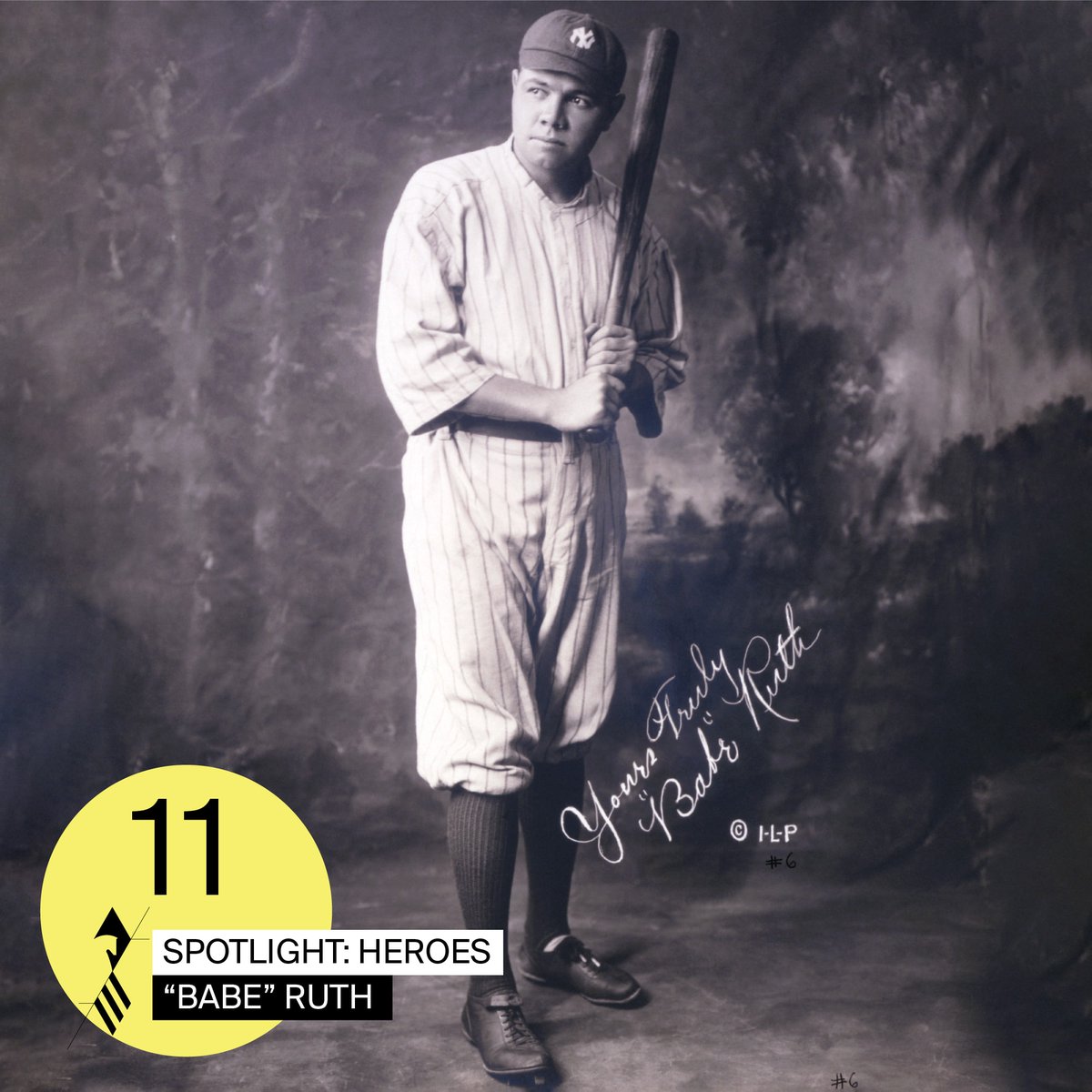 PreaknessStakes's tweet photo. Spotlight 11 shines on baseball legend, George Herman "Babe" Ruth Jr. Known as one of America's greatest sports heroes, the Hall of Famer was born right here in Baltimore. #Spotlight47 #Baltimore1ST #SecondToNone https://t.co/zdzD9DzUt5