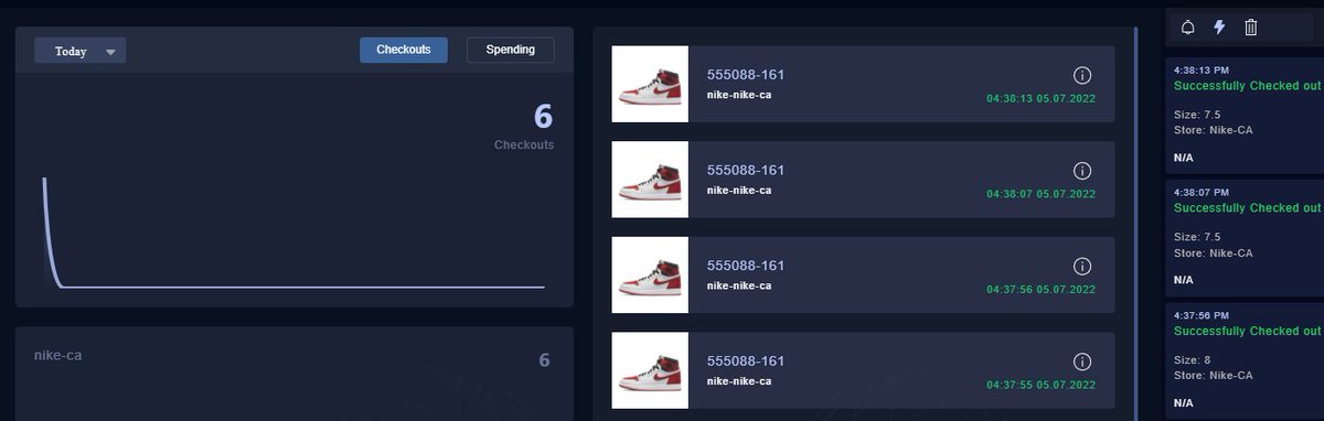 HatsSole's tweet photo. hit some restock again using this amazing bot MEK AIO thanks again to @botsupply_ @botspplysuccess https://t.co/rO4ZliE0Lj