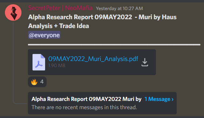 We posted a six page report on <a href="/MuriNFT/">Muri NFT</a> yesterday. 

Considering what is happening in the market, we will post an <a href="/AzukiOfficial/">Azuki</a> Report today as well.