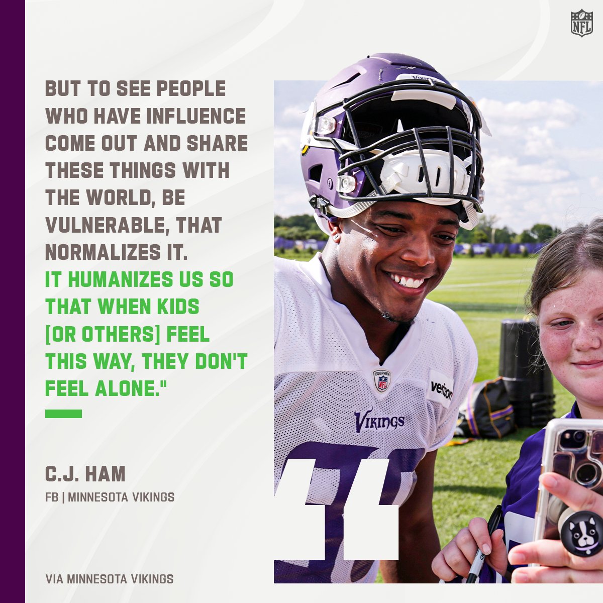 .<a href="/cjham28/">CJ Ham</a> is proudly using his platform to normalize the conversation around mental health and reminding us how important it is to ask for help. #MentalHealthAwarenessMonth