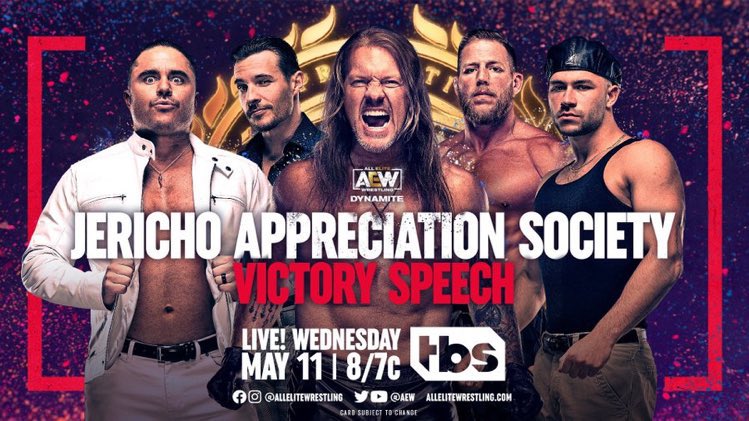 TheAngeloParker's tweet photo. SPEECH! SPEECH! SPEECH!#jerichoappreciationsociety #AEWDynamite #Vitory https://t.co/Pf0ZqtC9YN