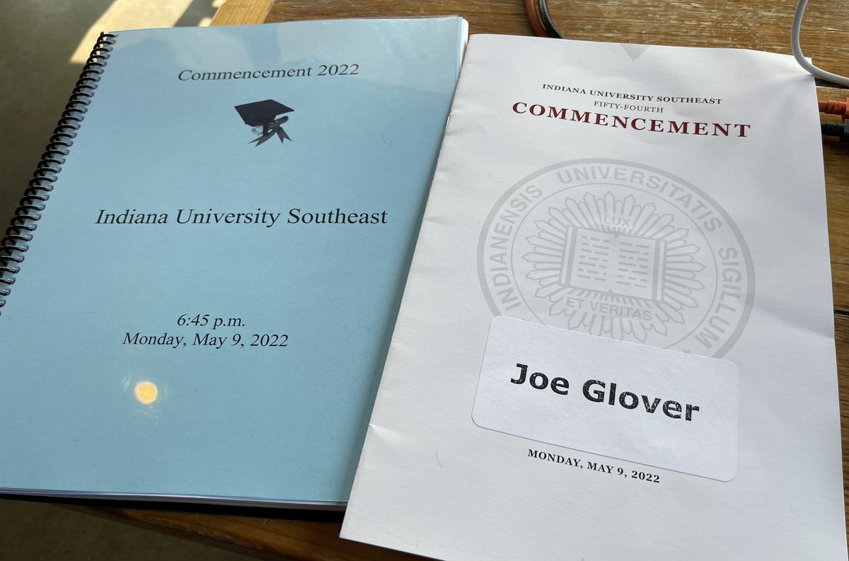 JoeGlover's tweet photo. A great Commencement at IU Southeast last night. My first as a member of the platform party. I had to get a photo of two ADβs out of our normal element to commemorate the day! π #GoGrenadiers #GoHoosiers #iusgrad22 @ScottDolson https://t.co/e6lsFS8LFE