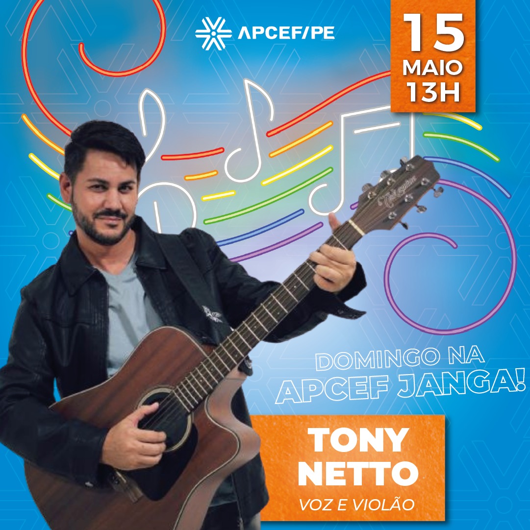 apcef_pe's tweet photo. 🧡💙Aqui na APCEF/JANGA, o seu domingo é ainda mais especial. 

🎤🎼Na voz e violão está o cantor Tony Netto, que traz os melhores sucessos da música brasileira. 

🗓️⏰Salve a data 15/05 às 13h. 

#apcefpe #apcefjanga #tonynetto https://t.co/q70QwA1ZFy