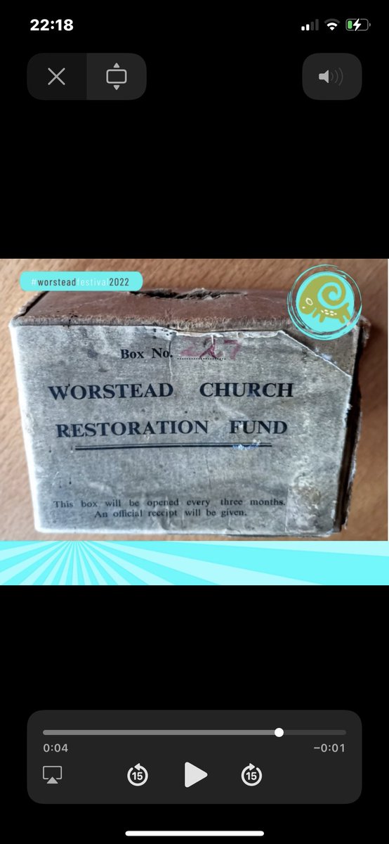 Worsteadfest's tweet photo. In 1965 every household in Worstead had a donation box to raise money to stop St Mary’s Church from falling down. It became known as a swear box. Expensive for some! But the Festival’s more fun. 30/31 July 2022. #edp #bbcnorfolk https://t.co/LwtsKZxzul https://t.co/jVWd5pdnCO