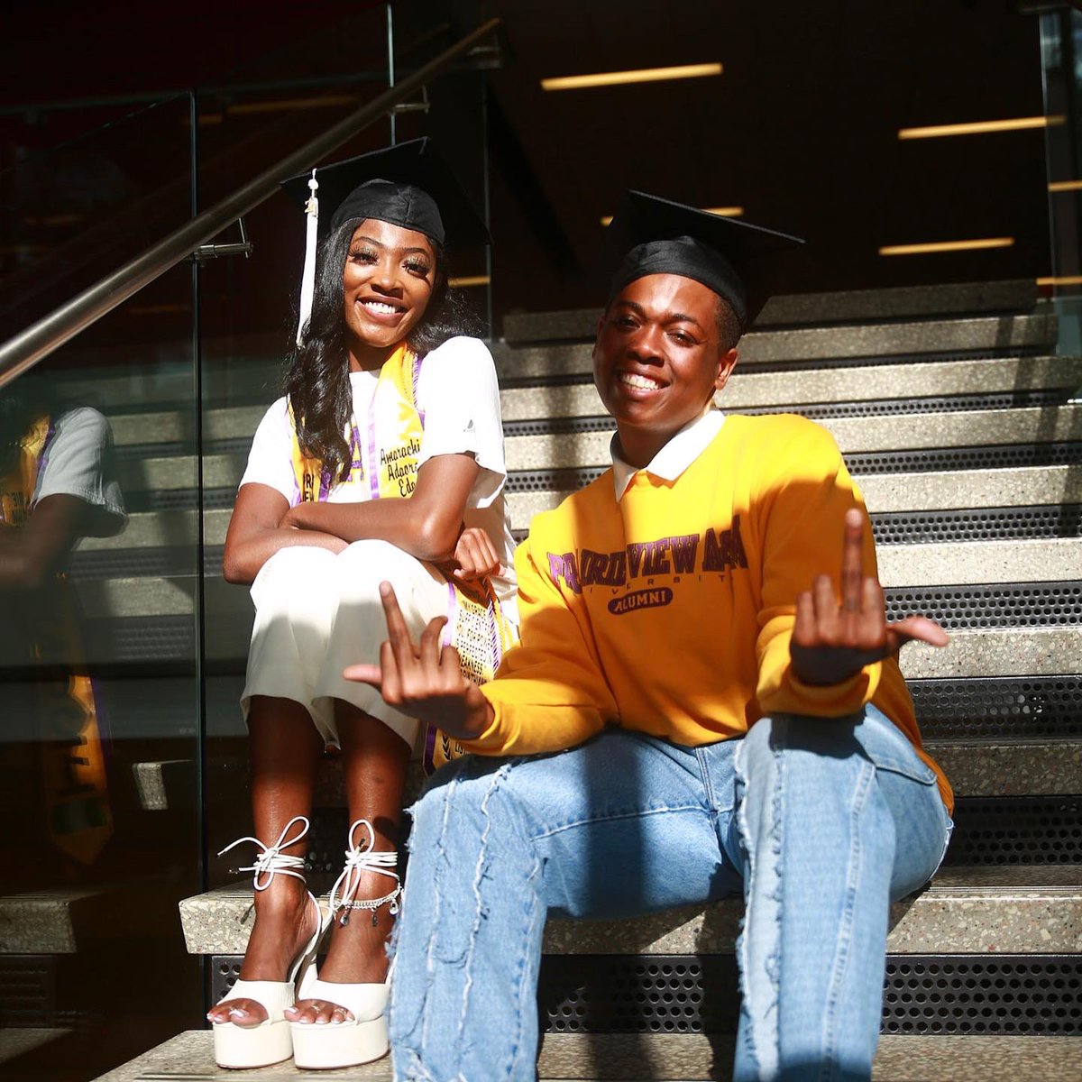 KALEBCGRANT's tweet photo. From back then until now!! 
#PVAMUGRADSWAG https://t.co/cDo8a6FHCQ