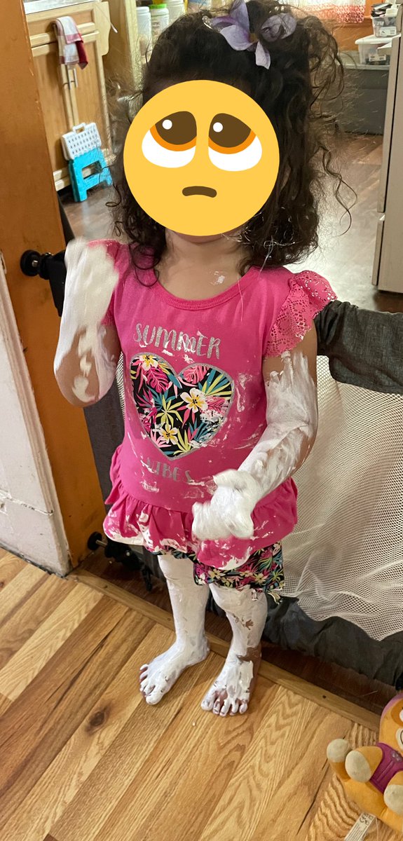 NaleyGonzalez's tweet photo. So my youngest turned three this week and she turned the chaotic dial up to 💯

All I can say is she found some acrylic paint 🤷🏽‍♀️ https://t.co/r0G97rTJ6S