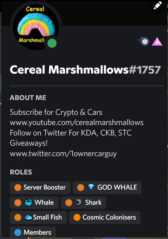 1ownercarguy's tweet photo. When you become a @CosmicCondos #NFT "God Whale" gotta Flex &amp; Brag a bit somewhere &amp; My friends are SICK of hearing me talk #cryptto &amp; #NFTProjects #nftart

Hey @StarcoinSTC @Kiko_verse We need roles in the  #STC Channel!

Research #cosmiccondos &amp; #starcoin
Great Projects I Love! https://t.co/EGcRGmhMFg