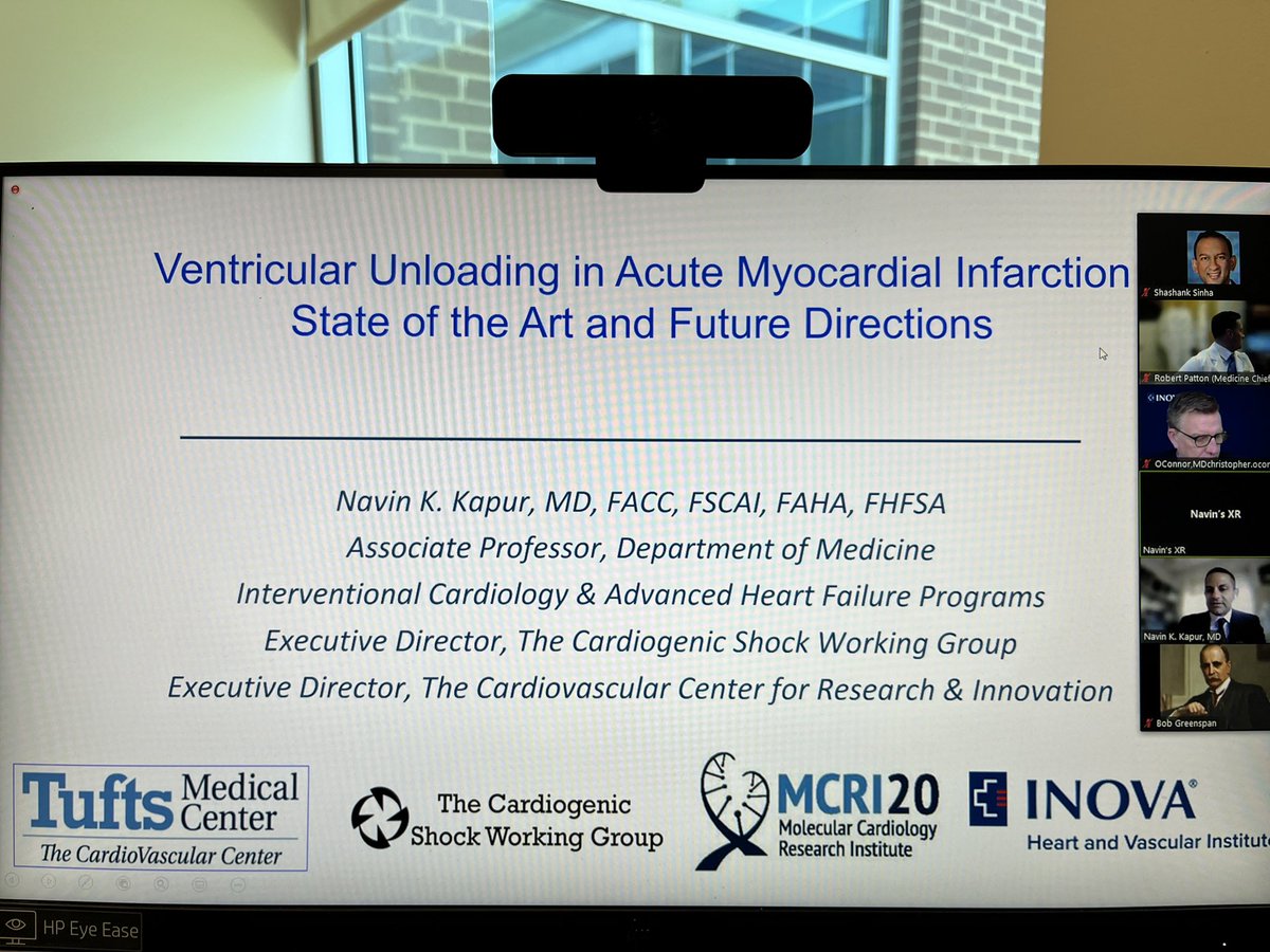 ShashankSinhaMD's tweet photo. What an honor & privilege to host @NavinKapur4 @TuftsMedicalCtr today @IHVInews as virtual visiting prof! Thx 4 sharing pearls of wisdom on #LVunloading #mitoprotection #STEMIDTU & more! Learned new cool word, too: perspicacity! @coconnormd @DrNasrien @agtruesdell @behnam_tehrani https://t.co/3pVFdVAC9c